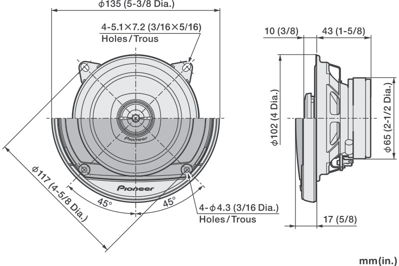 Pioneer TS-A1081F Altavoces de coche de 2 vías (10cm, 4")