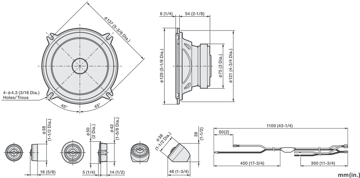 Pioneer TS-A1301C 2-way Component System (300W)