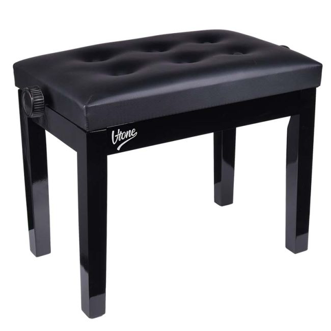 Banco de piano con polipiel negra