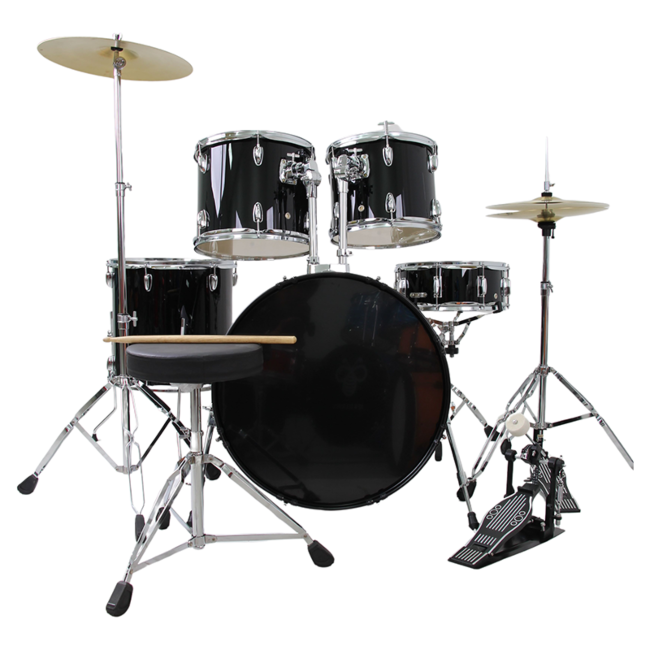 V-TONE VD KIT PRO Set de batería acústica – Sort incluye Baquetas y taburete de batería