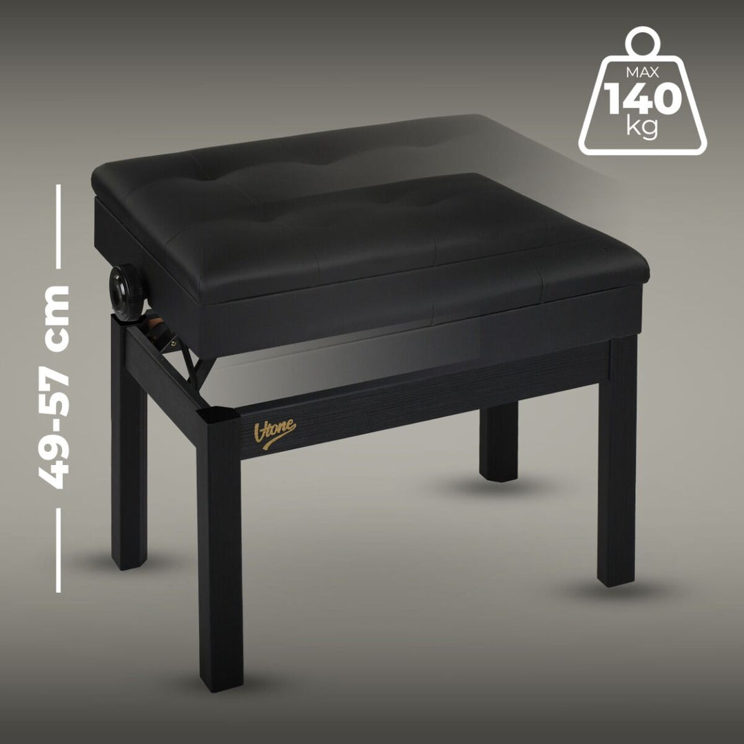 V-TONE PB2 BK Banqueta para piano – Ajustable 49–57 cm