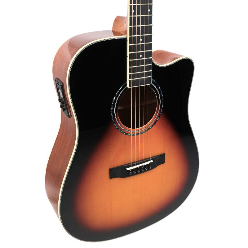 V-TONE VEAG1 CE VS guitarra electroacústica 4/4 dreadnought cutaway sunburst