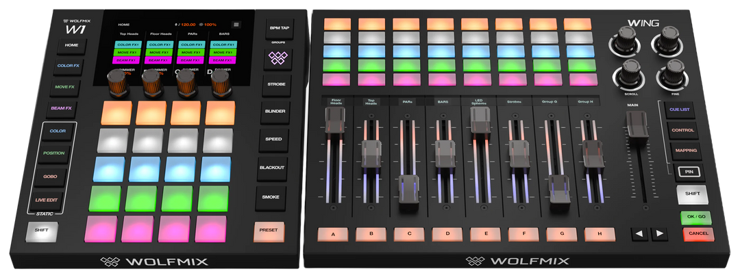 Wolfmix WING – Consola de iluminación DMX profesional y expansión W1