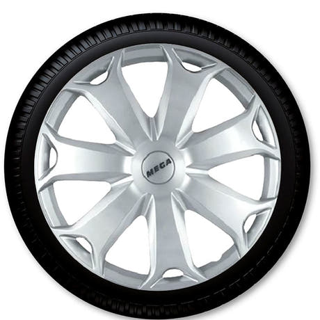 16" juego de tapacubos mega plateados