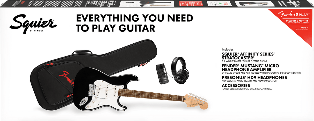 Fender Stratocaster Mustang Guitarra eléctrica Startpakke (Black)
