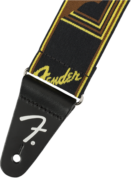 Fender Weighless Correa de Guitarra (Black/Yellow/Brown, 2")