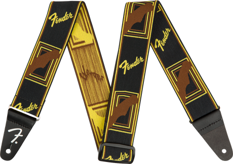 Fender Weighless Correa de Guitarra (Black/Yellow/Brown, 2")