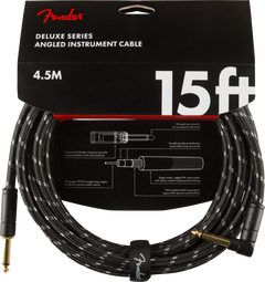 Fender Deluxe Cable de Guitarra Conector en Ángulo (Black Tweed, 4,5m)