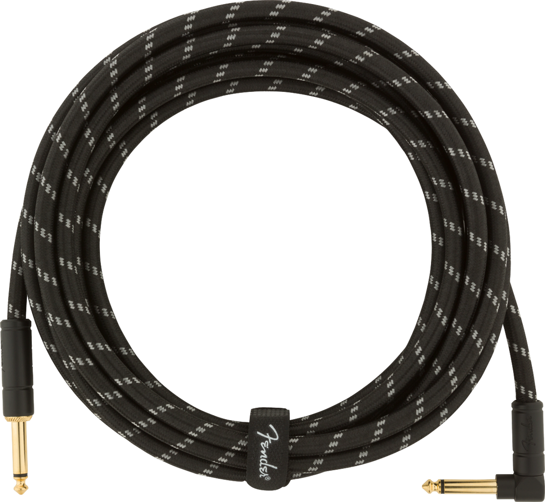Fender Deluxe Cable de Guitarra Conector en Ángulo (Black Tweed, 4,5m)