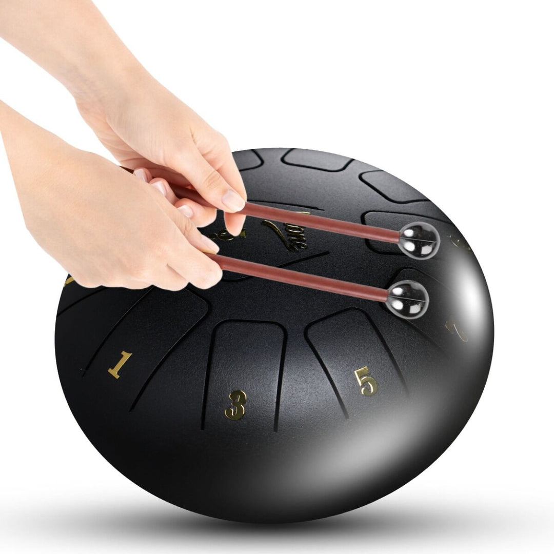 Tambor de lengua 8" negro con accesorios incluidos (11 tonos)