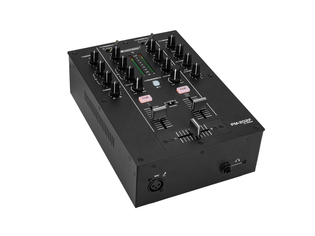 Mezclador de DJ OMNITRONIC PM-202F de 2 canales con filtro y Bluetooth