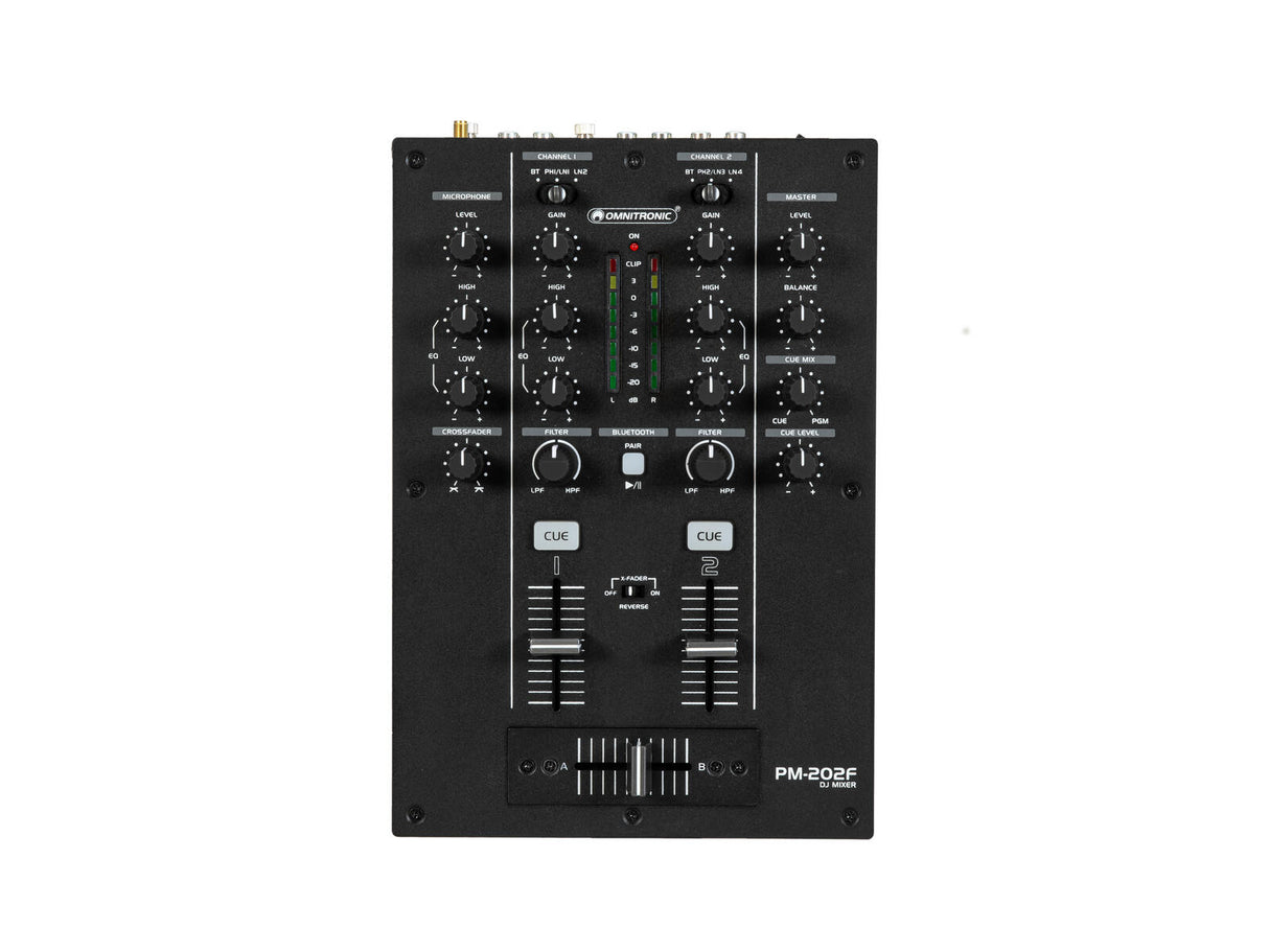 OMNITRONIC PM-202F 2-Channel DJ Mixer with Filter and Bluetooth