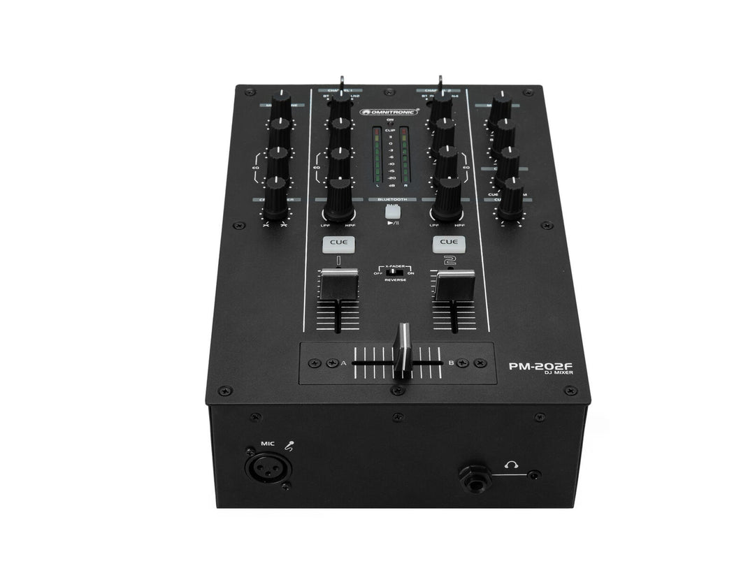 Mezclador de DJ OMNITRONIC PM-202F de 2 canales con filtro y Bluetooth