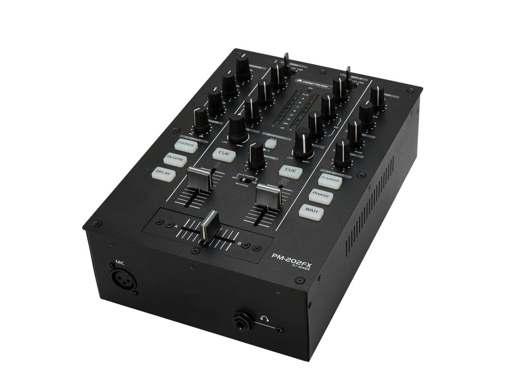 OMNITRONIC PM-202FX mezclador de DJ de 2 canales con filtro, FX y Bluetooth