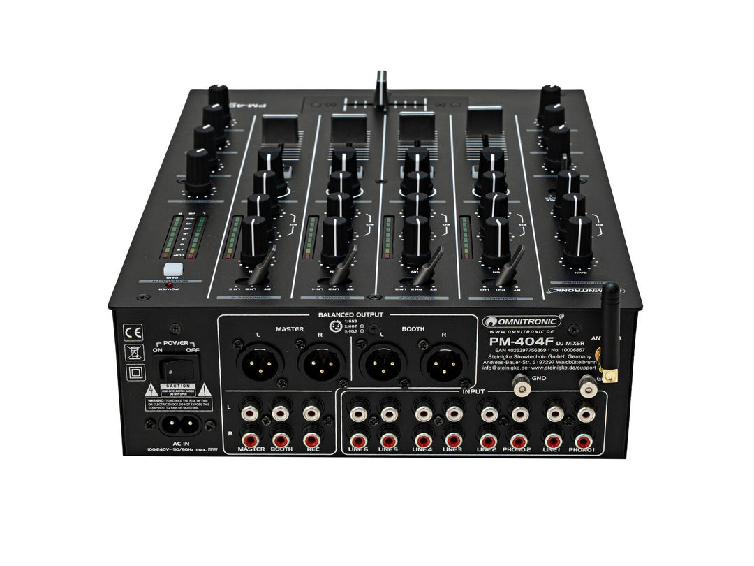 OMNITRONIC PM-404F mezclador de DJ de 4 canales con filtro y Bluetooth