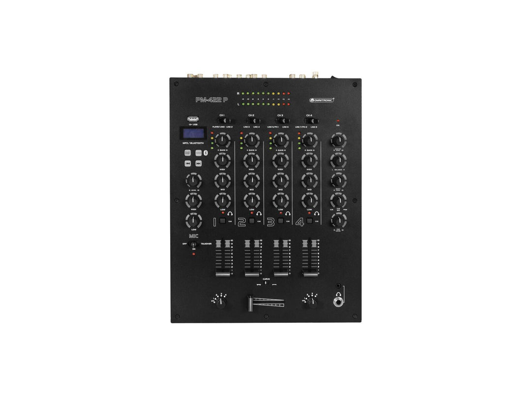 OMNITRONIC PM-422P mezclador DJ de 4 canales con Bluetooth y reproductor USB