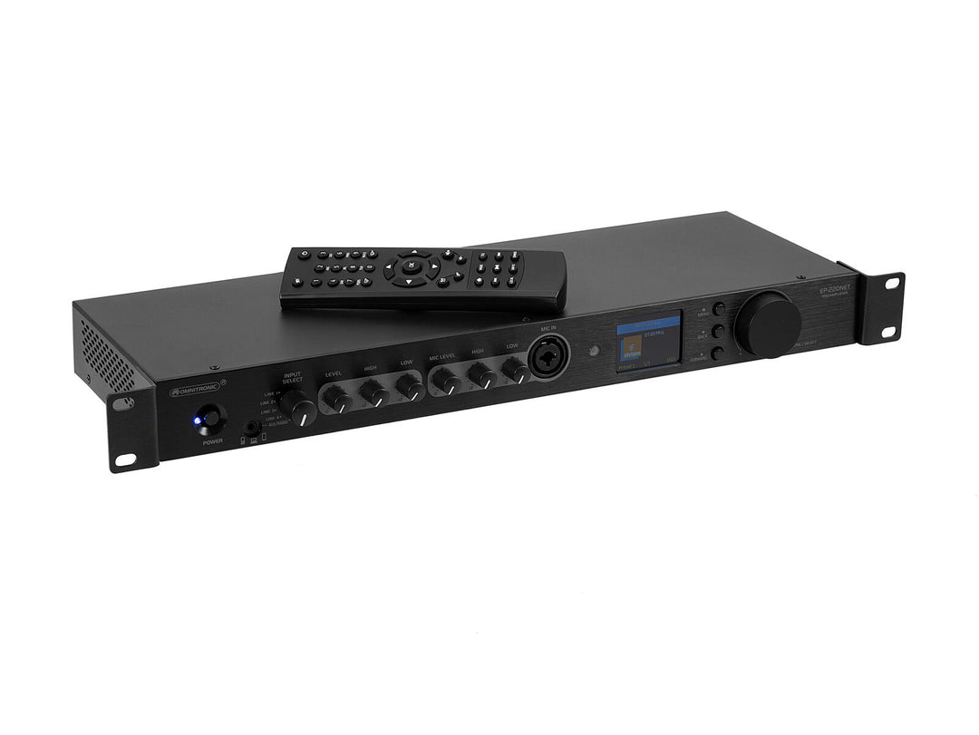 Preamplificador OMNITRONIC EP-220NET con radio por Internet, DAB+ y Bluetooth