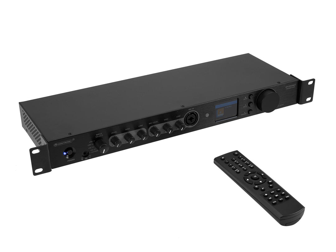 Preamplificador OMNITRONIC EP-220NET con radio por Internet, DAB+ y Bluetooth