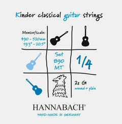 Hannabach 890 1/4 G3 cuerda entorchada para guitarra para niños, tensión medium