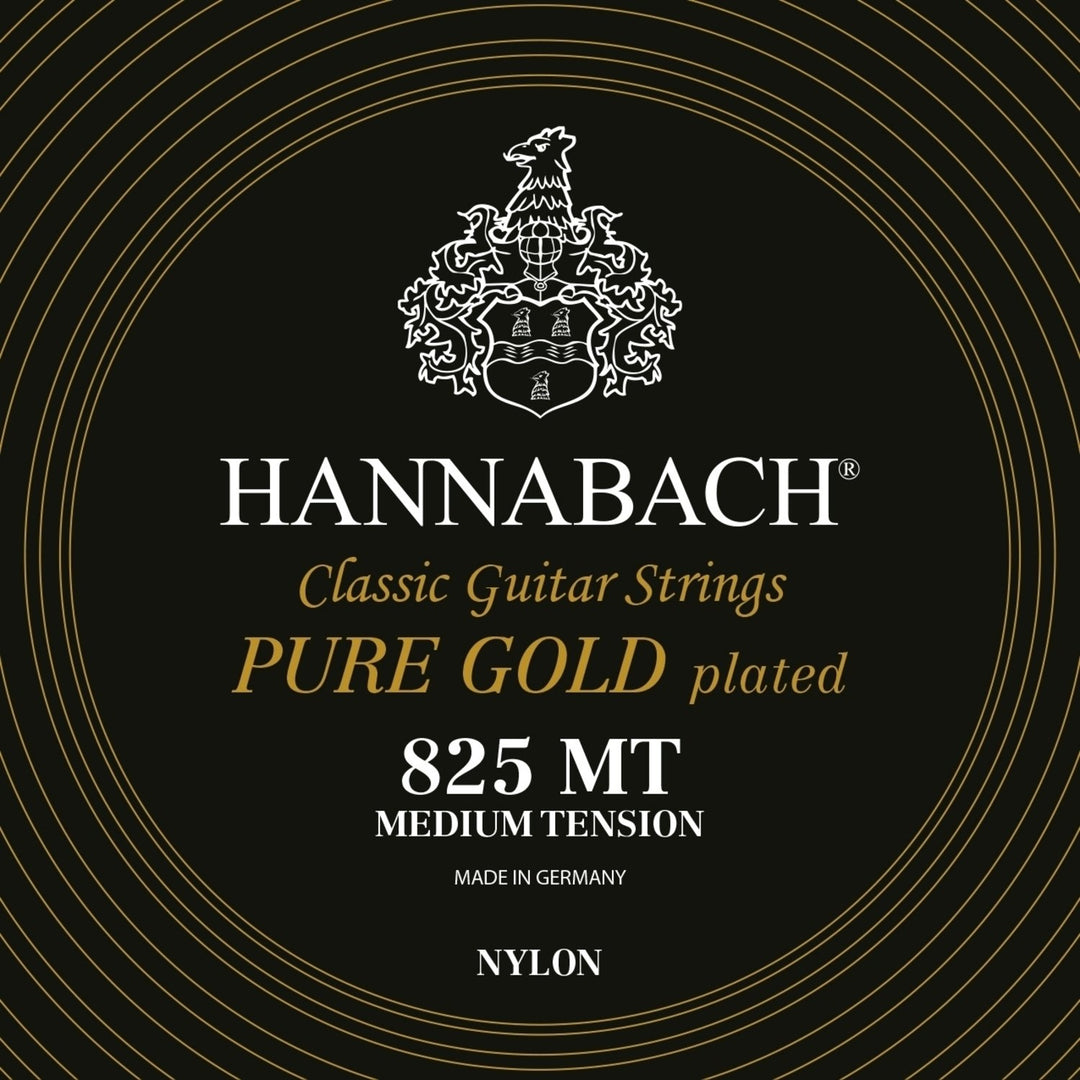 Cuerdas Hannabach para guitarra clásica Serie 825 de tensión Medium, chapadas en oro - Set medium (8257MT)