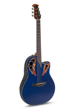 Ovation guitarra electroacústica Celebrity Elite Plus Mid Cutaway - Blue Transparent Quilt (CE44P-8TQ-G)