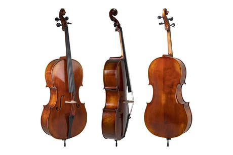 GEWA Cello Allegro Antique - 4/4 (Listo para tocar, incl. bag, arco de carbono, cuerdas Larsen Aurora, asegurado para el transporte)