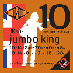 Cuerdas Rotosound para guitarra acústica Jumbo King - Set de 12 cuerdas Extra Light 10-48 (JK30EL)