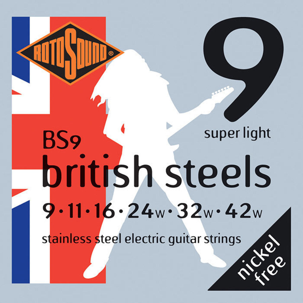 Rotosound British Steels BS9 cuerdas para guitarra eléctrica 9-42