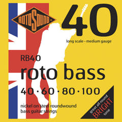 Rotosound Cuerdas de E-Bass Roto Bass - Juego de 4 cuerdas de níquel medium 40-100 (RB40)