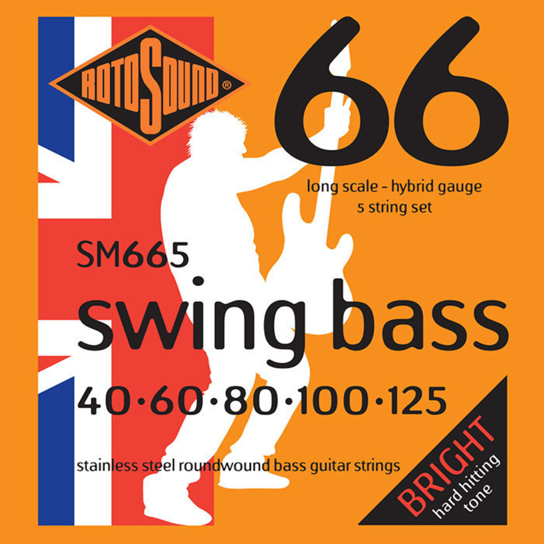 Cuerdas para bajo eléctrico Rotosound Swing Bass 66 - Set de 5 cuerdas Stainless Steel Hybrid 40-125 (SM665)