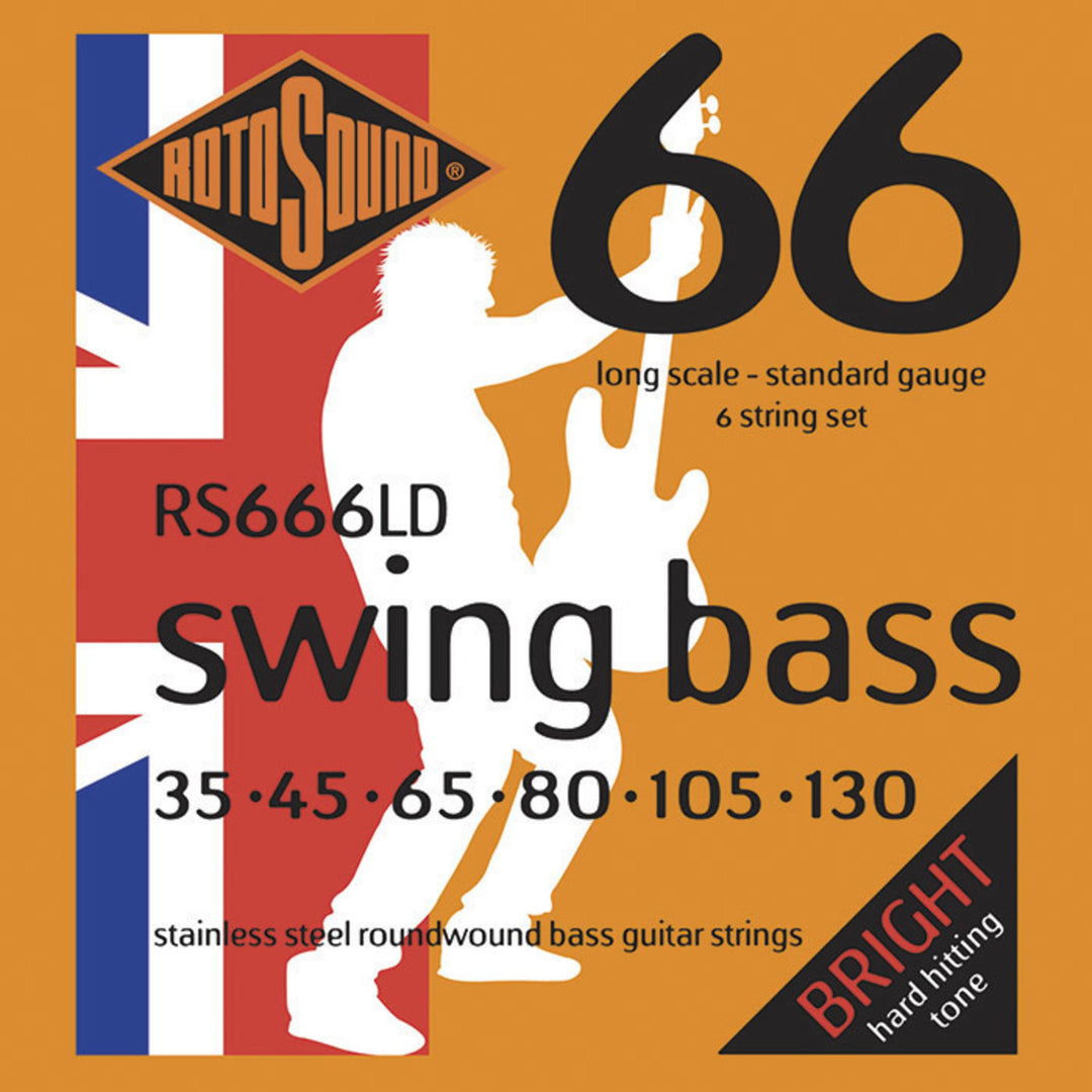 Cuerdas para bajo eléctrico Rotosound Swing Bass 66 - Set de 6 cuerdas Stainless Steel Standard 35-130 (RS666LD)