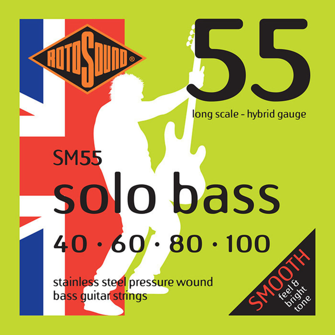 Rotosound Cuerdas de bajo eléctrico Solo Bass 55 - Conjunto de 4 cuerdas Hybrid 40-100 (SM55)