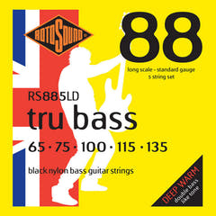 Cuerdas para bajo eléctrico Rotosound Tru Bass 88 - Juego de 5 cuerdas Long 65-135; Long scale: longitud de escala (34"/860mm) - a medium (32"/810mm) (RS885LD)