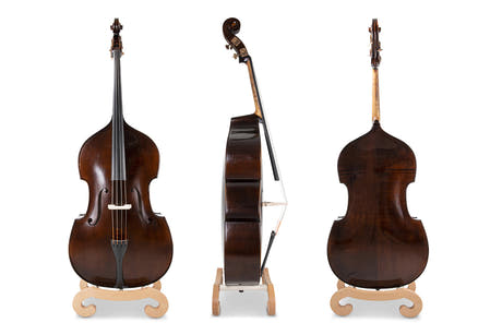 GEWA Georg Walther contrabajo 4/4, macizo, forma de viola da gamba, barniz marrón oscuro