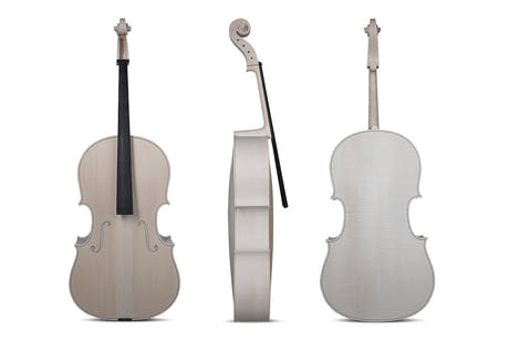 GEWA cello sin barnizar 4/4, Montagnana, con bonito veteado flameado