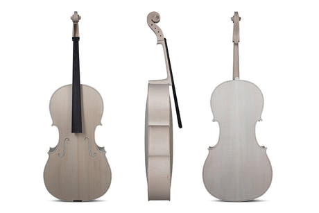 Violonchelo GEWA sin barnizar 4/4, Stradivari Davidoff, con un bonito flameado