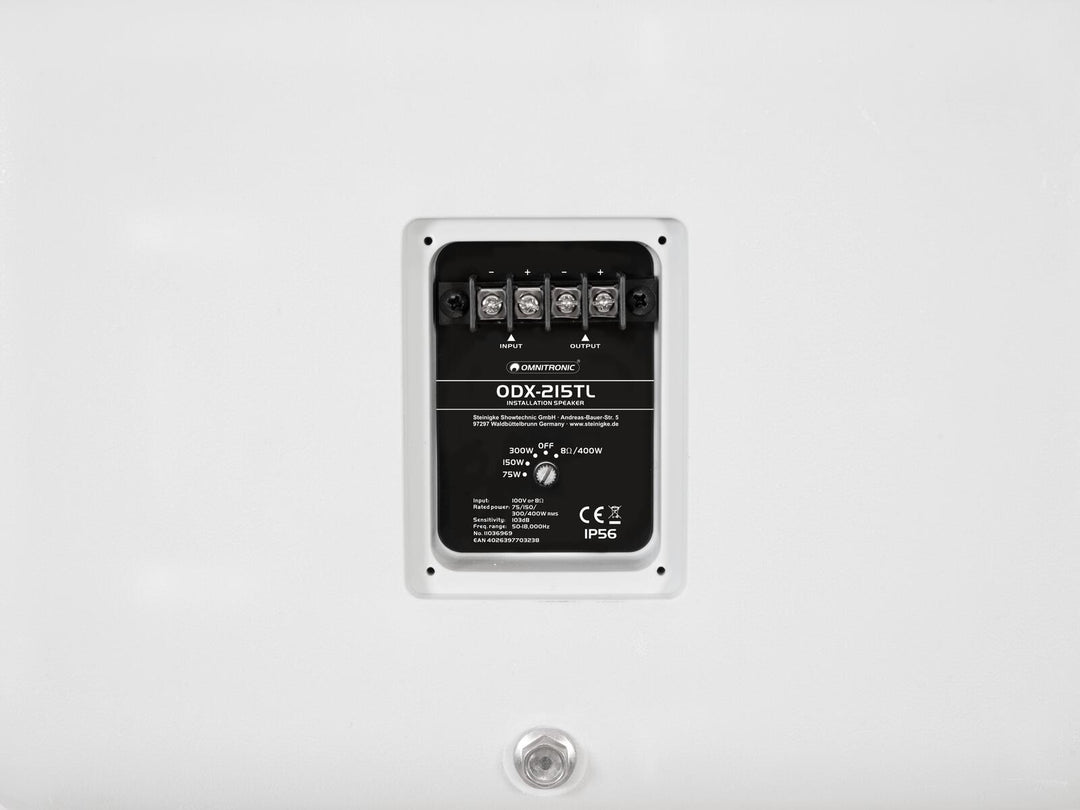 OMNITRONIC ODX-215TL Altavoz de instalación 100V blanco