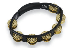 Latin Percussion Pandereta Cyclops modelo de mano - Latón con hoyuelos, negra (LP174)