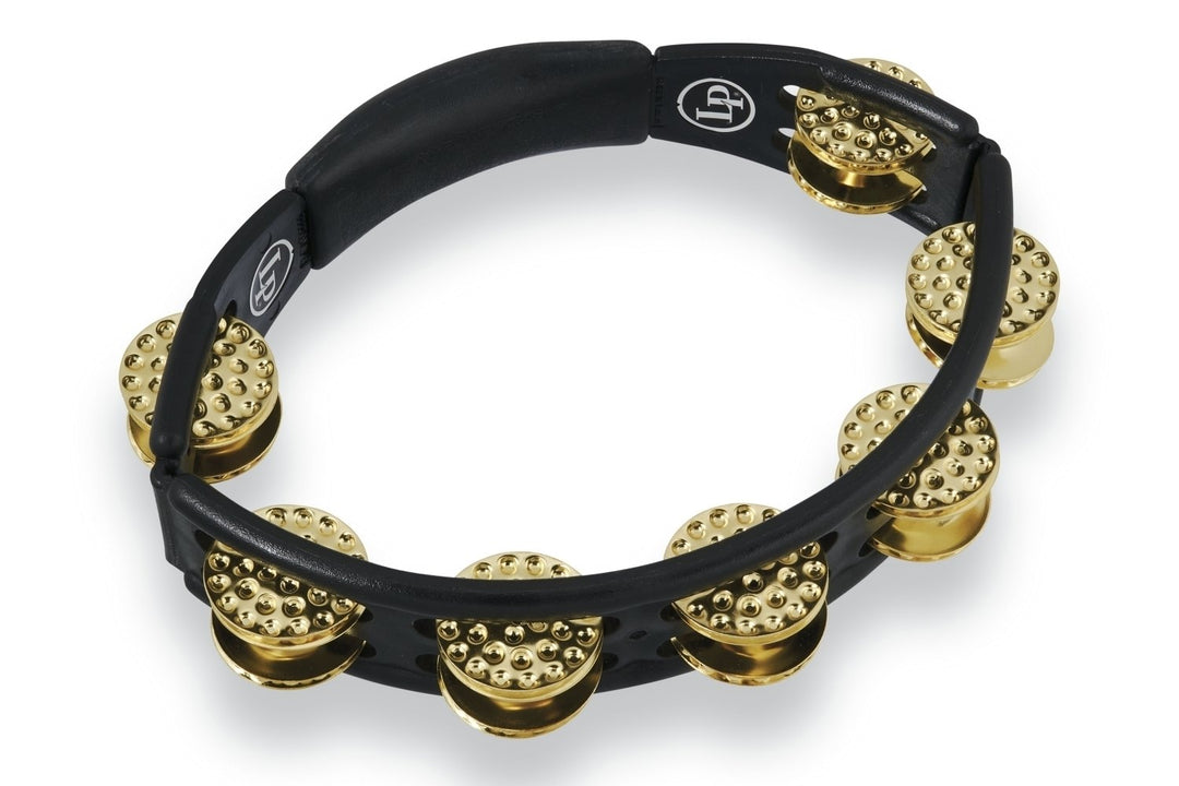 Latin Percussion Pandereta Cyclops modelo de mano - Latón con hoyuelos, negra (LP174)