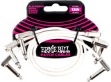 Ernie Ball EB-6386, cable patch plano White 30cm, paquete de 3