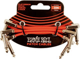 Ernie Ball-6401 Cable patch plano 7,5cm, rojo. Paquete de 3