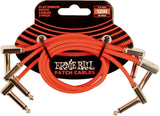 Ernie Ball-6403 Cable patch plano 30cm, rojo. Paquete de 3
