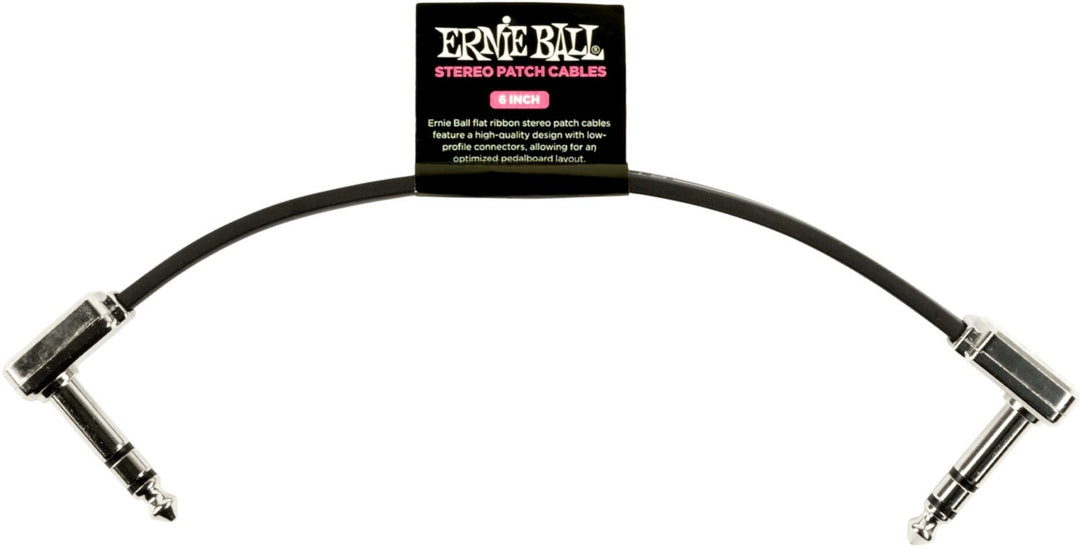Ernie Ball-6408 Stereo (TRS) Cable plano de conexión, 15cm