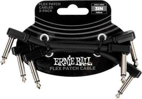 Ernie Ball 6443 Cable patch Flex Black 7,5cm pack de 3