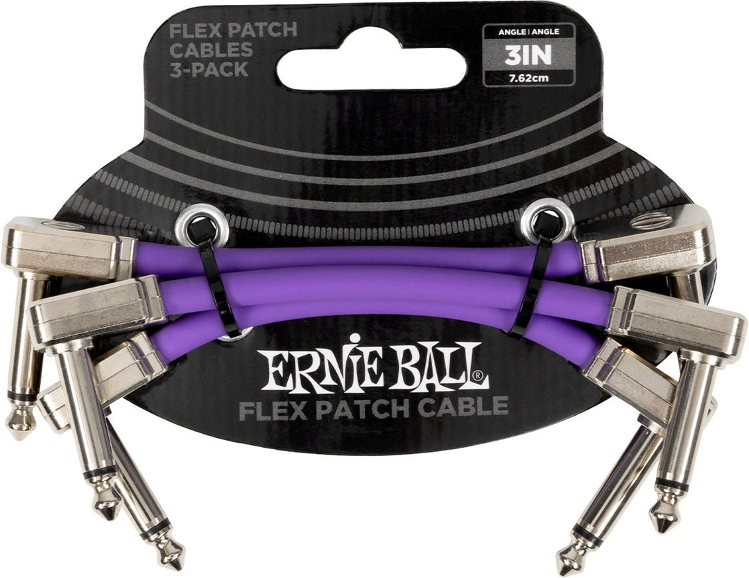 Ernie Ball 6451 Cable patch Flex Morado 7,5cm pack de 3