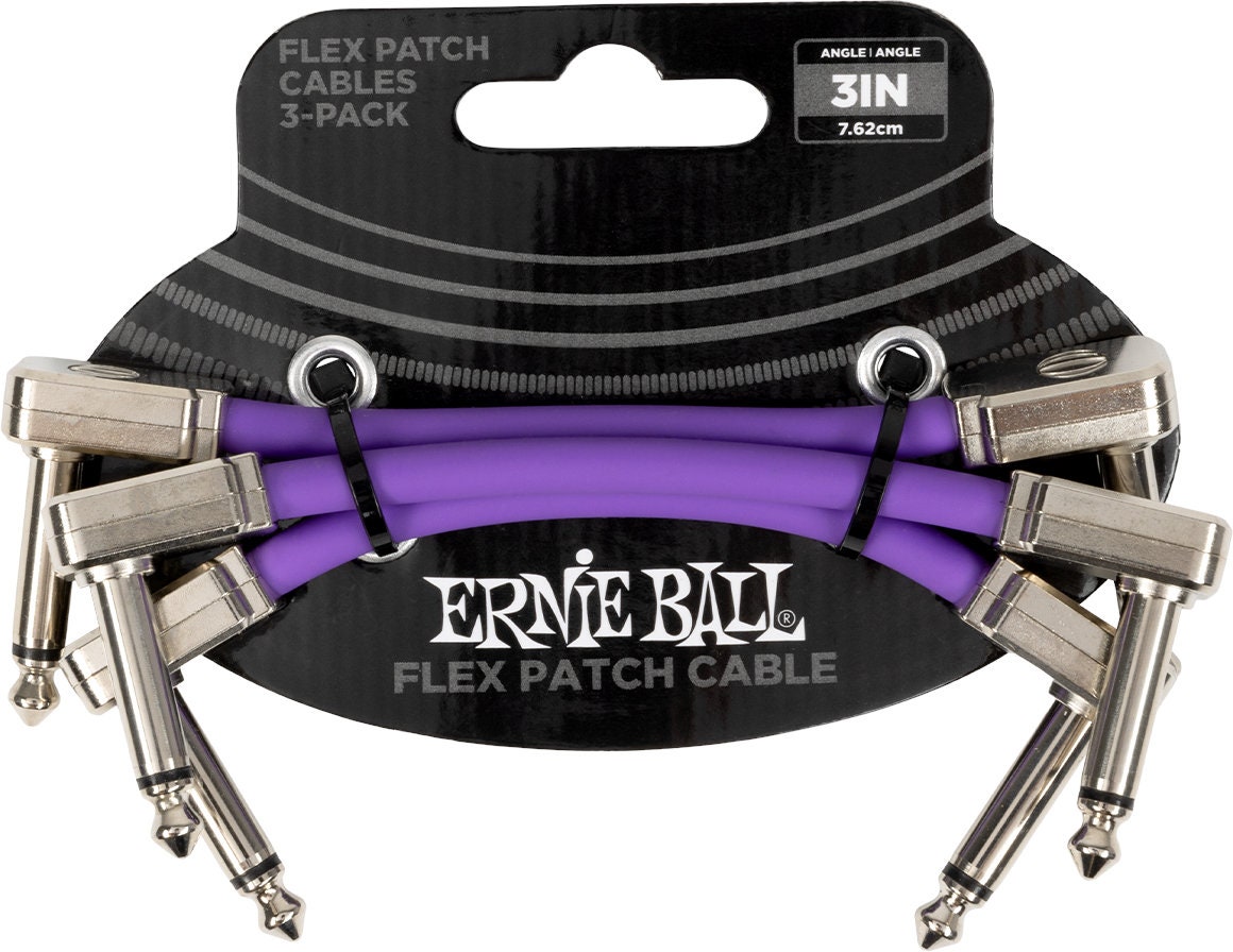 Ernie Ball 6451 Cable patch Flex Morado 7,5cm pack de 3