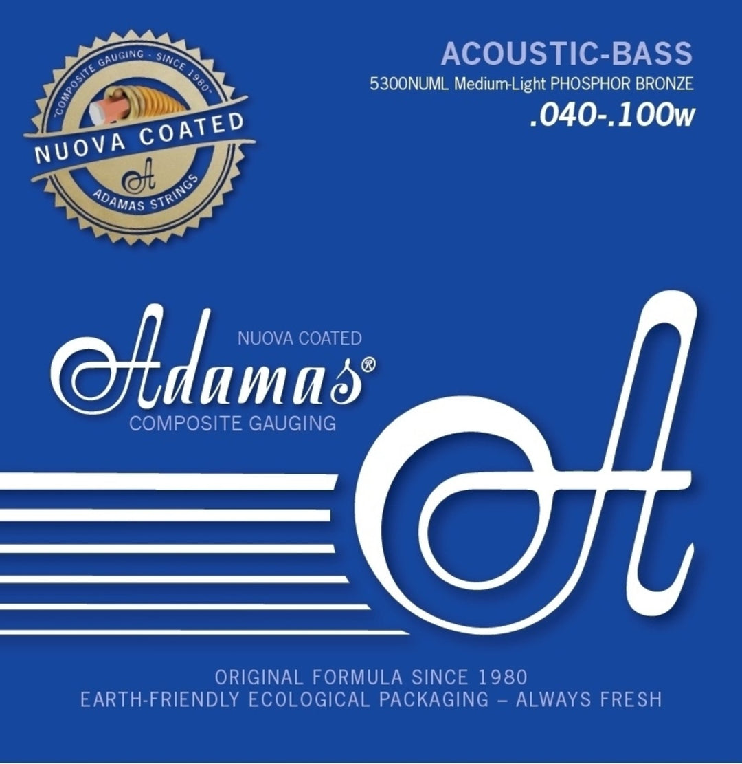 Cuerdas Adamas para bajo acústico Nuova recubiertas - Juego de 4 cuerdas med-light (5300NU-ML)