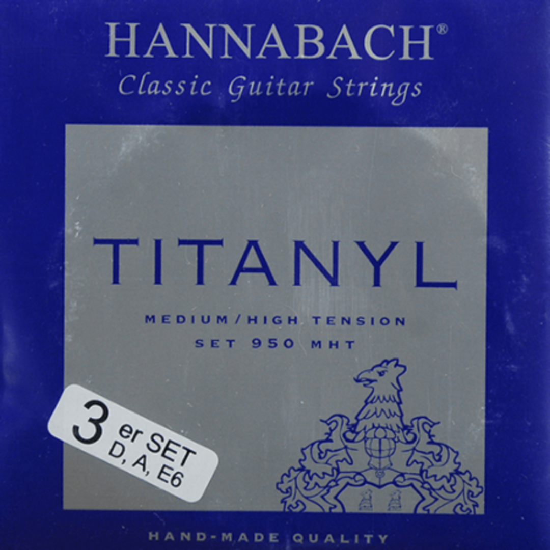 Cuerdas Hannabach para guitarra clásica Serie 950 Tensión Medium/High Titanyl - Juego de 3 bajos (9507MHT)