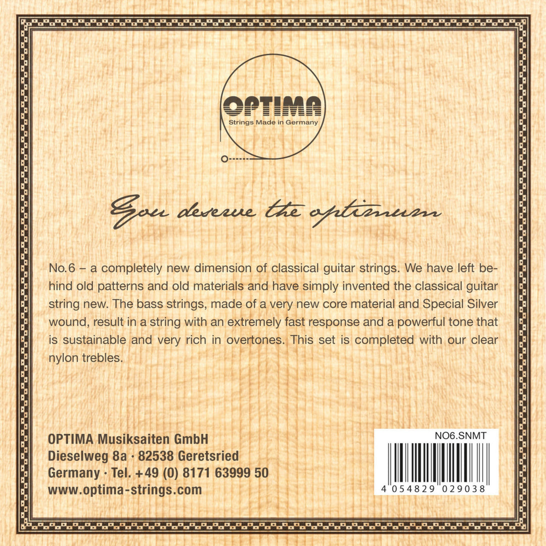 Cuerdas Optima para guitarra clásica n.º 6 Special Silver - Juego de nailon Medium (NO6.SNMT)