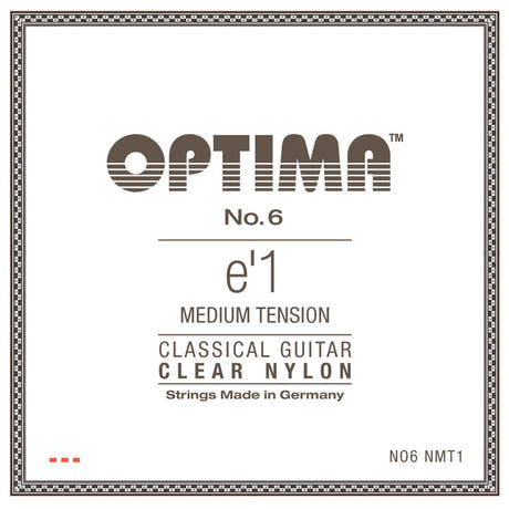 Optima No. 6 cuerda E1 para guitarras clásicas, nailon, tensión medium